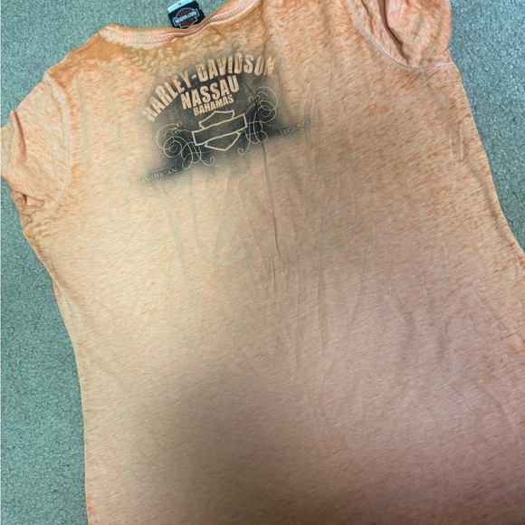 Harley-Davidson Nassau orange   and Black Logo with rhinestones Tee size xl - Picture 4 of 4